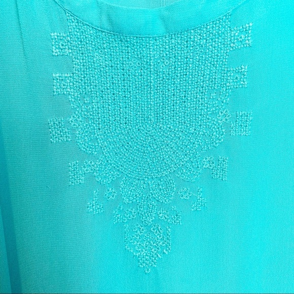 Joe Fresh - Teal Embroidered Top - Sz. Lg - Picture 2 of 4